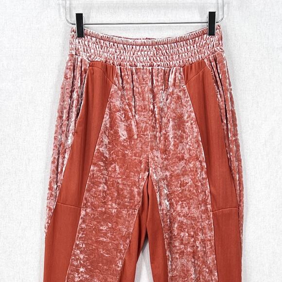 FREE PEOPLE HAH HOT AS HELL 1 Track Mind Pants Women Small Crushed Velvet Jogger - Picture 6 of 16